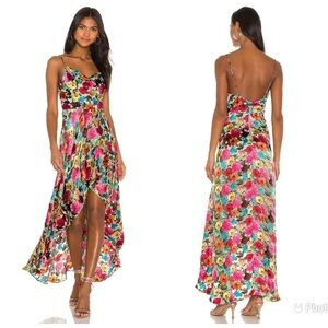 Alice +‎ Olivia Christina Floral High Low Just Bloom Silk Blend Dress Midi Sz 14